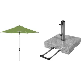 Doppler Sonnenschirm Push Up 220 Fresh Green Granit-Sonnenschirmständer mit Ausziehgriff 45kg