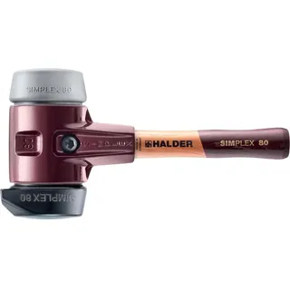 Halder SIMPLEX-Schonhammer, Gummikomposition, mit Standfuß/TPE-mid; mit Tempergussgehäuse und hochwertigem extra kurzen Holzstiel | D=80 mm/Stielausführung=extra kurz | 3023.282