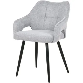 Livetastic Armlehnstuhl , Hellgrau , Holz, Metall, Textil , Pappel , Sperrholz , Rundrohr , 60.5x81.5x55.5 cm , Esszimmer, Stühle, Polsterstühle