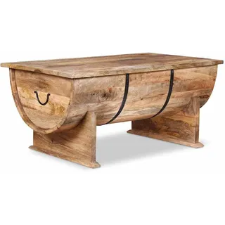 vidaXL Couchtisch Vintage Stil 88/50/40 cm aus Massivholz Mango mit Großen Staufach , Braun , Holz , Mangoholz , Rechteckig,Rechteckig , 88x40x50 cm , Wohnzimmer, Wohnzimmertische, Couchtische
