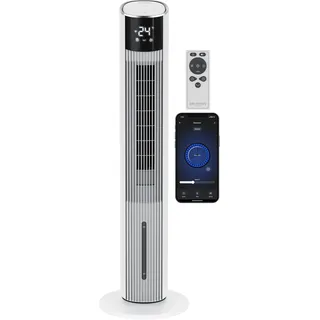 Brandson Luftkühler NTV Sieger 2026 mit Wasserkühlung & Fernbedienung, Verdunstungskühler, Turmventilator, 3,5L Wassertank, 60 W, WIFI, DC-Motor, leise, Oszillation - Weiß