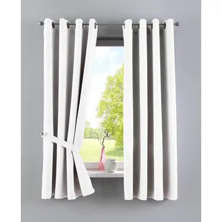 Gardinenbox Vorhänge Blickdicht »Newyork« Weiß HxB 160x140 cm 2er-Pack Thermo-Gardinen Verdunkelungsvorhang Blackout Ösen schalldämmend ÖKOTEX UV-Schutz Raffhalter, 201920600-2