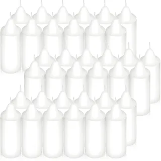 36 Stück Weiß Stumpenkerzen, 9 x 3 cm Kleine Unparfümiert Kerzen, Lange Brenndauer 11 Stunden, Tropffrei Blockkerzen Haushaltkerzen für Kirche Hochzeit Ostern Notfall Spa Laternen Zuhause
