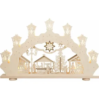 SAICO Original LED Schwibbogen »XXL-3D-Lichterbogen, Weihnachtsmarkt« LED-Beleuchtung, warmweiß, BxHxT: 112x71x10 cm