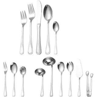 72 teiliges Besteck-Set für 12 Personen aus hochwertigem 18/10 Edelstahl in Silber - Silber