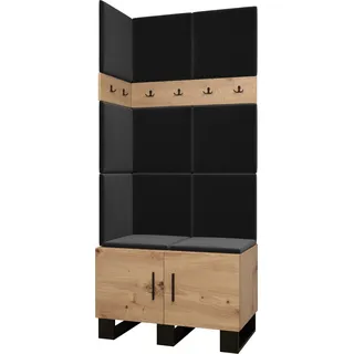 Garderobe ARTIN Set 11 mit gepolsterten Paneelen Industrial Design - Braun
