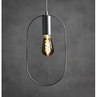 Hängeleuchte Shape - Dekoleuchte mit Ring - oval - H: 38cm - für E27 Leuchtmittel - silber - Silber