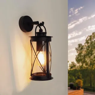 Ledvion Wandleuchte Außen, Schwarz, E27-Fassung, IP44, Außenlampe, Außenbeleuchtung, Gartenbeleuchtung, Wandbeleuchtung, Außenwandleuchte, Wandlampe