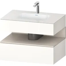 Duravit Qatego Einbauwaschtisch mit Konsolenwaschtischunterbau, 800x550x600mm, Nische Taupe Matt, QA4785091, Farbe: Weiß Hochglanz/mit Nischenbeleuchtung