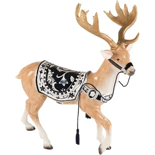 Goebel Fitz & Floyd Rentier Figur mit Zaumzeug, Blau, aus Steingut gefertigt, Höhe 37,5cm, 51-001-31-1