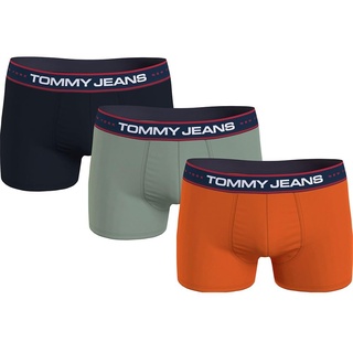 Tommy Jeans Herren 3er Pack Boxershorts Trunks Unterwäsche, Mehrfarbig (Dsrt Sky/ Faded Olive/ Bonf Orange), S