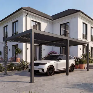 Mendler Carport HWC-L46 5,83 x 6,00 m grau inkl. Regenrinne