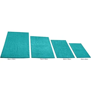 Badematte KINZLER "Chenille" Gr. 4, blau (petrol), H:18mm, Polyester, Badematten, Badematte, Badteppich, Uni Farben, weich, als rechteckig & halbrund erhältlich