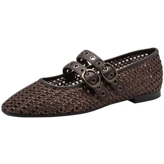 Tamaris Damen Ballerina mit Strap flach, braun, 39 EU