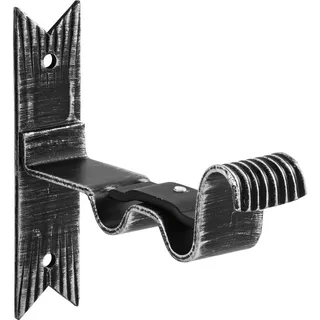 SCHÖSSWENDER Gardinenstange Halterung rustikal gedreht - Halterung Vorhangstange zweiläufig, Schmiedeeisen schwarz