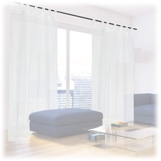 Bild von Gardinen 2er Set, HxB: 245x140 cm, halbtransparente Vorhänge, Wohn- & Schlafzimmer, Schlaufengardinen, weiß