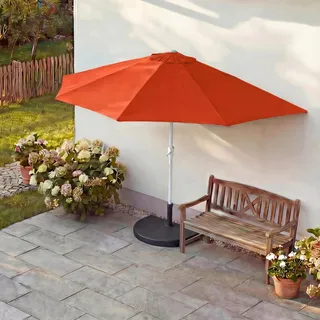 Sonnenschirm halbrund Parla, Halbschirm Balkonschirm, UV 50+ Polyester/Alu 3kg - 270cm terracotta mit Ständer - Orange