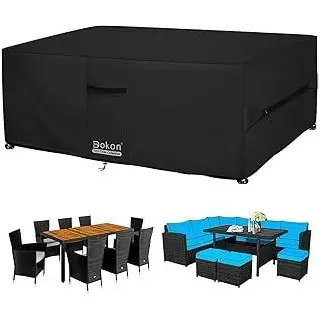Dokon Abdeckung für Gartenmöbel Wasserdicht, 200x100x74cm, Gartentisch Schutzhülle mit Belüftungsöffnungen, Robustes 420D Oxford-Gewebe Staubfest Anti-UV Abdeckplane für Terrassenmöbel, Sitzgruppe