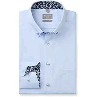 Langarmhemd OLYMP "Luxor", Herren, Gr. 41, N-Gr, hellblau, Web, Obermaterial: 100% Baumwolle, comfort fit normal, 2-Knopf-Manschette, Hemden Langarmhemd, Businesshemd, comfort fit, Button-down-Kragen