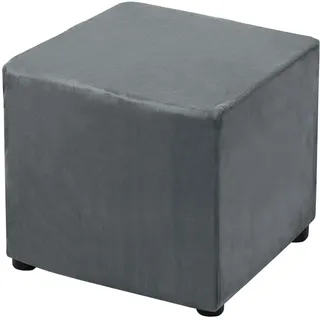 QUARKZMAN 1 Stück Ottomane Schonbezug Hockerbezug, für Länge 33-45.7cm Hocker Hussen für Fußhocker, Stretch Bezug Waschbar Ottomane Abdeckung Überzug Hocker Protector - Dunkelgrau