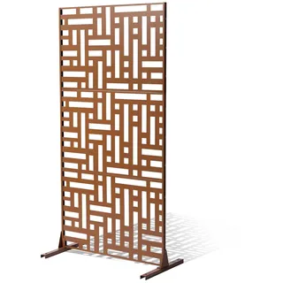 Vevor Paravent, 120x50,8x193 cm, Sichtschutz für den Außenbereich, freistehende Trennwand, Raumtrenner mit Ständer, dekorativer Raumteiler für Balkon, Terrasse, Innenbereich, Whirlpool, Braun