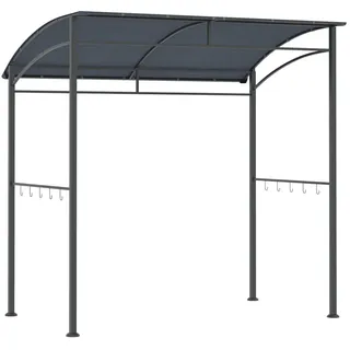Outsunny Grillpavillon Polyester Grau+Schwarz , Grau, Schwarz , Kunststoff, Metall , 150x220x215 cm , Sonnenschutz, Pavillons