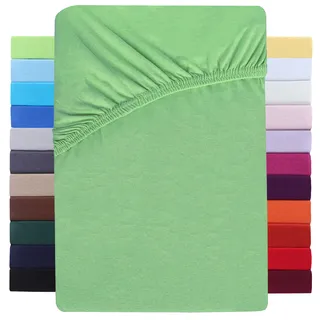 NatureMark Premium Boxspringbett Spannbettlaken 180 x 200 bis 200 x 220 cm - hoher Steg bis 40cm Matratzenhöhe - Wasserbetten Spannbetttuch - Baumwolle mit Elasthan, Jade