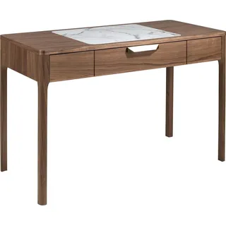 Angel Cerdá Schminktisch aus Nussbaumholz mit weißer und grau glänzender Glasplatte in Marmoroptik 7043