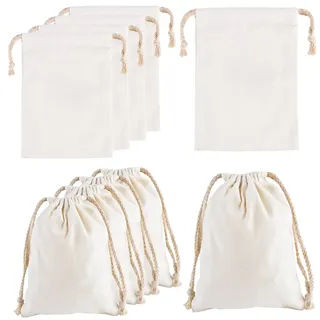 MAOOY 20 Stück Baumwollsäckchen zum Befüllen(17x23cm) - Stoffbeutel Klein mit kordelzug, Baumwollbeutel für DIY Adventskalender Säckchen - Weihnachten, Hochzeit, Kindergeburtstag