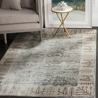 SAFAVIEH Boho Teppich für Wohnzimmer, Esszimmer, Schlafzimmer - Valencia Collection, Kurzer Flor, Dunkelgrau und Hellgrau, 244 X 305 cm