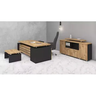 Designer Büromöbel Luxus Arbeitszimmer Set Modernes Designer Möbel 3tlg - Braun