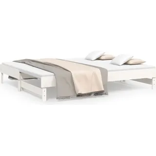 vidaXL Tagesbett Ausziehbar Weiß 2x(100x200) cm Massivholz Kiefer - Weiß