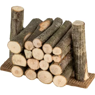 HOLZSTOß Feuerholzstapel aus ECHTEM Holz [HANDGEFERTIGT, ca. 7 x 5 x 5 cm] – Dekoration für WEIHNACHTSKRIPPE und Modellbau