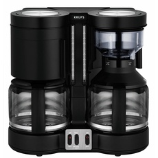 Krups KM8508 Doppel-Kaffeeautomat Duothek Plus | Kombiautomat | Kaffee und Tee | 2 x 10 Tassen | 2 unabhängige Brühsysteme | Schwarz