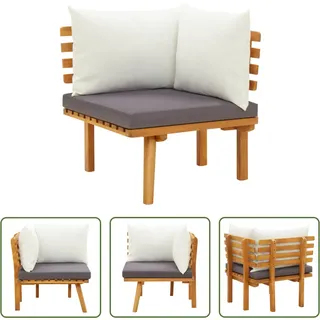 The Living Store Garten-Ecksofa mit Kissen Massivholz Akazie - Braun