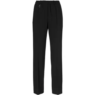 Schlupfhose GOLDNER "Kurzgröße Elegante Stretchhose mit Komfortbund", Damen, Gr. 22, K-Gr, schwarz, Obermaterial: 53% Polyester PES. 43% Schurwolle WV. 4% Elasthan EL., normal, Hosen Schlupfhose, Bund mit dekorativem Zierteil