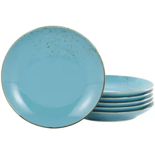 Creatable Desserttellerset , Hellblau , Keramik , 6-teilig , rund , Geschirr, Teller, Teller-Sets