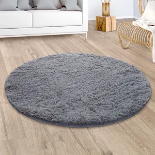 Paco Home Silky 591 Fellteppich Ø 80 cm Grau