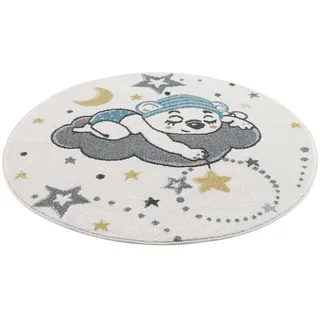 Carpet City Kinderteppich »Anime9385«, rund, 11 mm Höhe, Babyteppich, Sterne, Mond, Nachthimmel, Weicher Flor, Pflegeleicht, beige