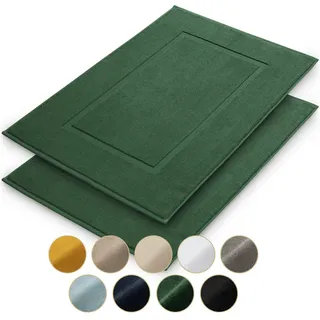 Blumtal Badematte Vilto 2er-Set, 50/80 cm, Dunkelgrün , Textil , Rechteckig , 80x50 cm , Oeko-Tex® Standard 100 , Heimtextilien, Badtextilien, Badematten