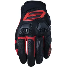 FIVE 830112 Motorradhandschuhe Sport, kurz, SF3, Schutz 1KP, weiche Belüftung, Schwarz & Rot, L