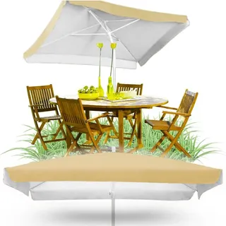 Großer Garten-Strandschirm, quadratisch, zusammengeklappt, 160 x 160 cm, beige, Bespannung, XXL - Beige
