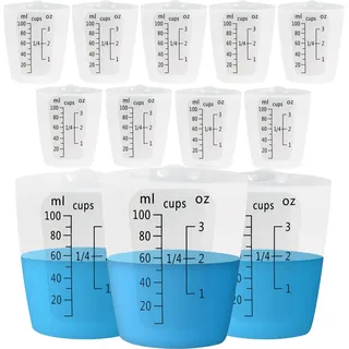 Creahuas 12 Silikon Messbecher, 100ml Antihaft-Schwarze, Abgestufte Epoxid-Mischbecher, Wiederverwendbare Harz-Zubehör für Formen, Schmuckherstellung, Leicht zu Reinigen
