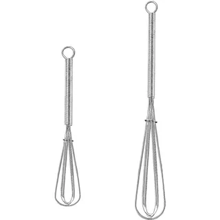 2Stücke Profi Plus Schneebesen Set Klein Rührbesen Ballonschneebesen Mini Quirlbesen Quirl Küche Rührblitz Edelstahl Kugelschneebesen 12,7/17,8cm mit Griff für Mischen Schlagen Aufschäumen Rühren
