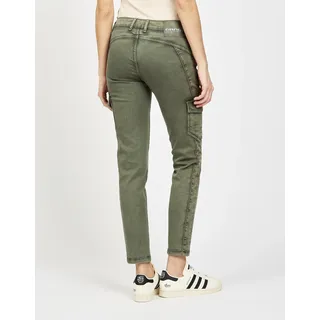 Cargohose GANG "94JOLLY CARGO", Damen, Gr. 29, N-Gr, grün (military grün washed), Denim/Jeans, Obermaterial: 92% Baumwolle, 6% Elastomultiester, 2% Elasthan, relaxed fit lang, Hosen Cargohose, mit aufgesetzten Cargotaschen