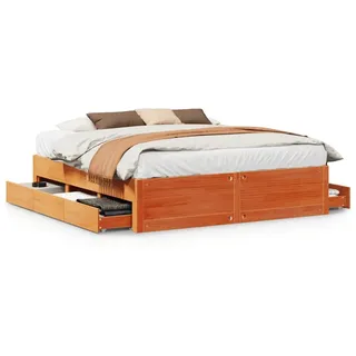 Massivholzbett ohne Matratze mit Schubladen Braun 180x200 cm - Braun