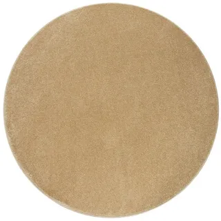 Paco Home Teppich »Porto 890« rund 13 mm Höhe Kurzflor, Uni-Farben, ideal im Wohnzimmer & Schlafzimmer, goldfarben