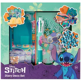 Stitch Tagebuch Set für Kinder | Diamond Painting Bastelset ab 3 Jahren | Mit Stickern und Glitzersteinen | Kreatives Geschenk für Mädchen | DIY Bastelset mit Journal Stift Aufklebern und Diamanten