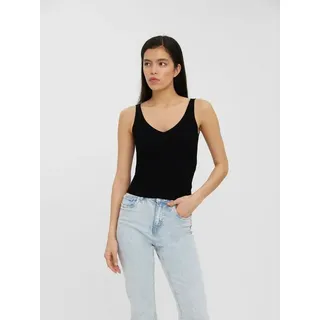 Vero Moda Damen Geripptes Struktur Top | Einfarbiges V-Ausschnitt Sleeveless Oberteil | Ärmellos VMGLORY, Farben:Schwarz, Größe:XS