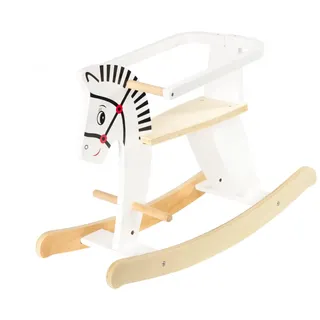 Mamabrum Schaukelpferd mit Geländern, für Jungs und Mädchen, Ring abnehmbar, Schaukeltier aus Holz, Schaukelstuhl mitwachsend für Babys und Kleinkinder,